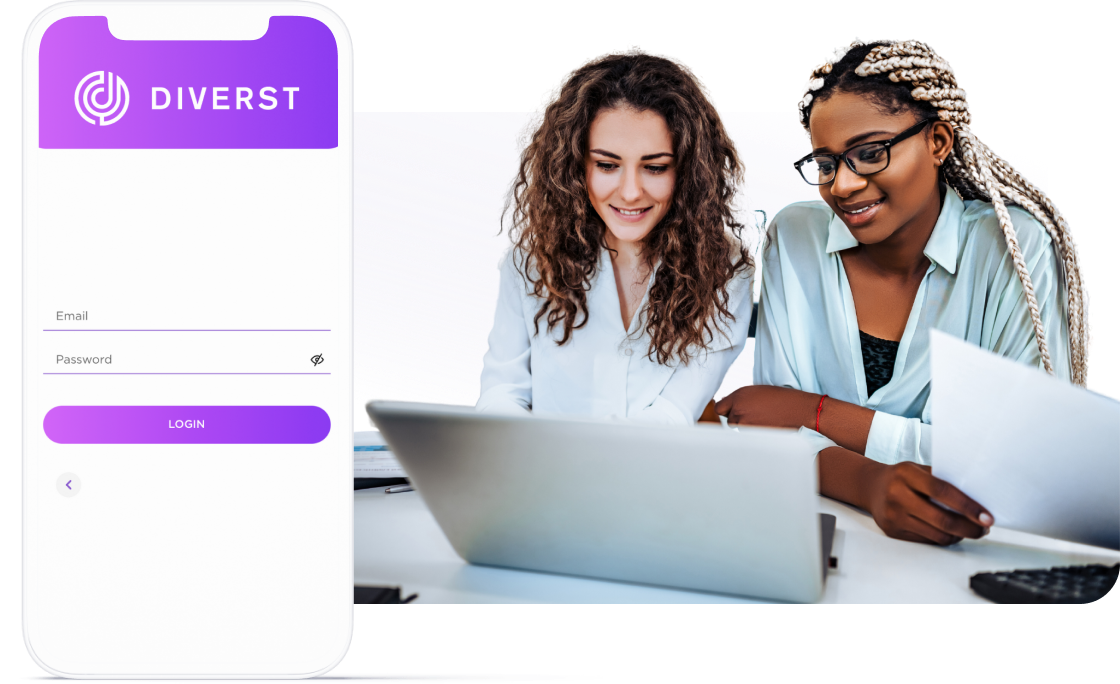 Diverst Mobile app login screen